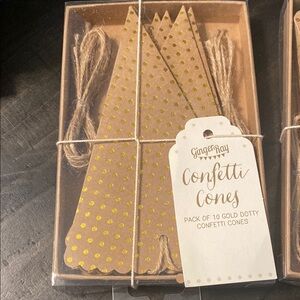 Gold Dotty Confetti Cones 9 packs- 10 cones per pack (M 177)